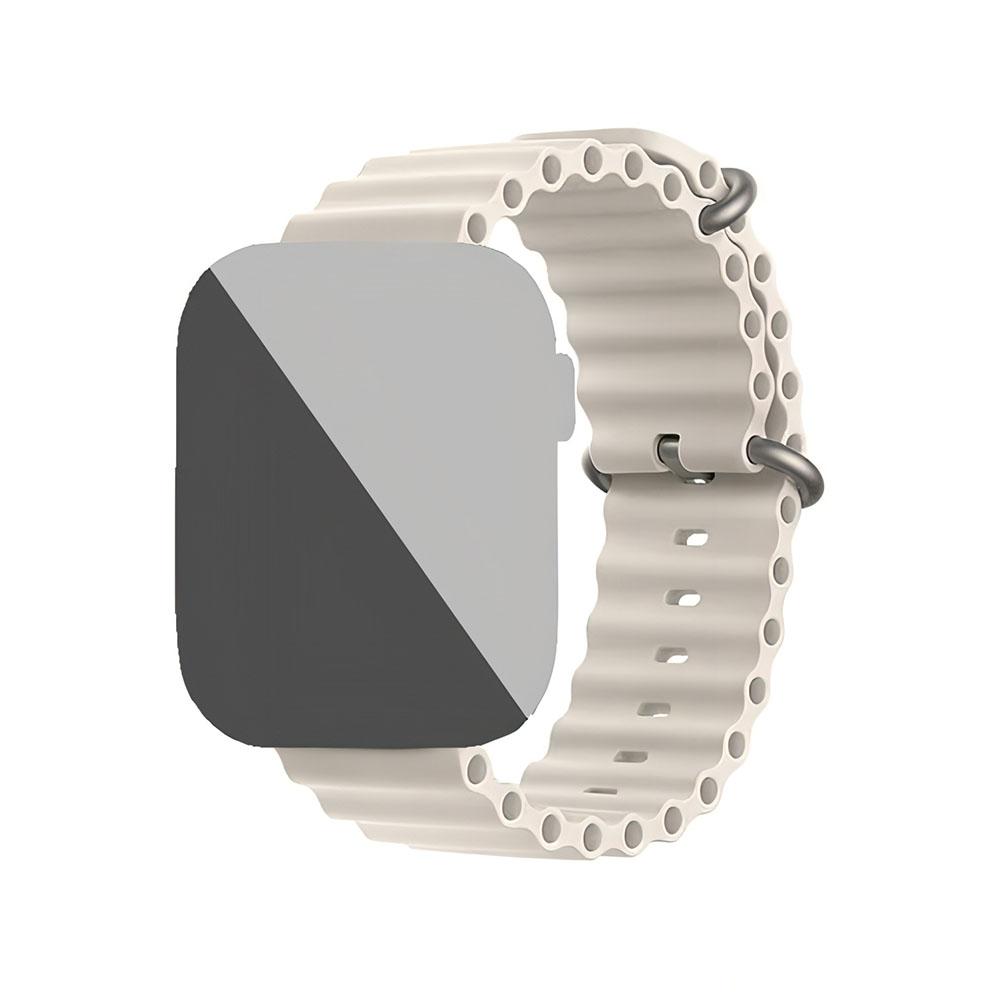 Apple watch 42/44/45/49mm. гофрирана силиконова каишка светло сиво