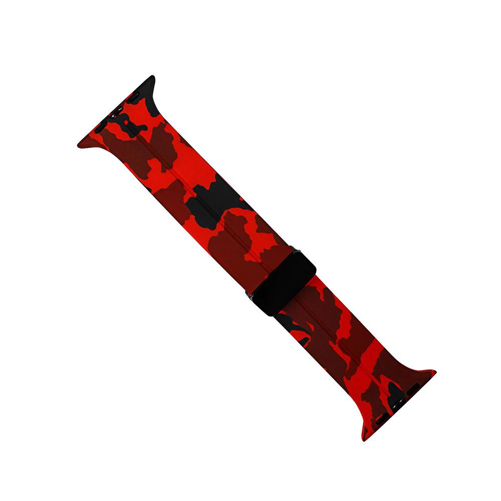 Apple watch 42/44/45/49mm. каишка силиконова камуфлаж червено