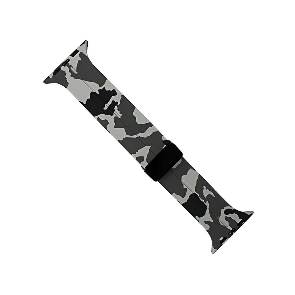 Apple watch 42/44/45/49mm. каишка силиконова камуфлаж сиво