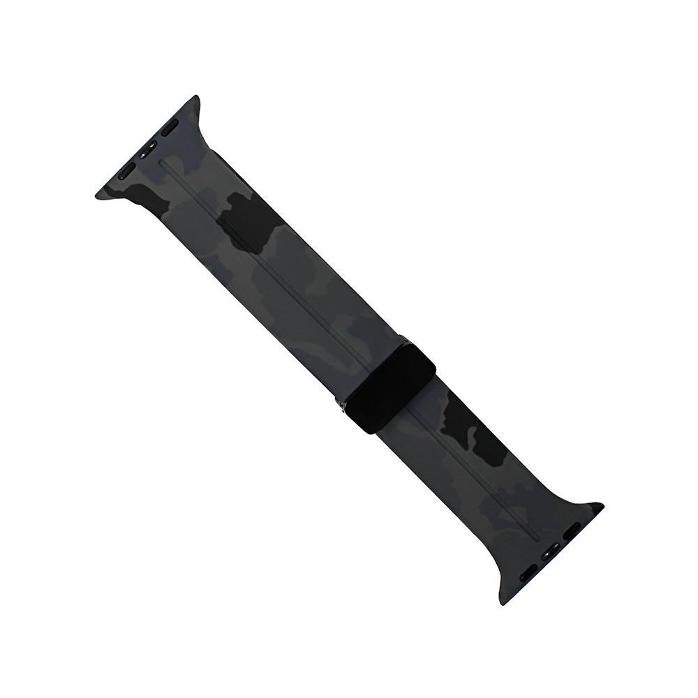Apple watch 42/44/45/49mm. каишка силиконова камуфлаж черно