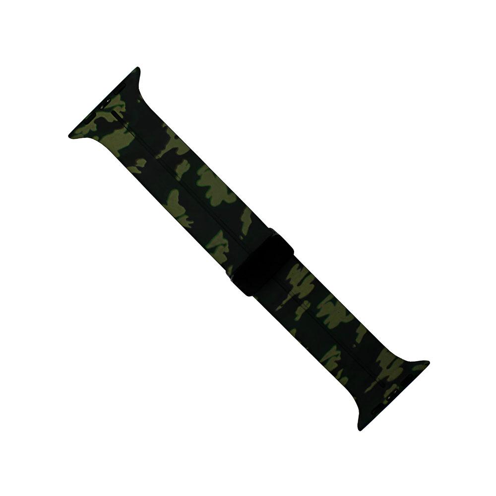 Apple watch 42/44/45/49mm. каишка силиконова камуфлаж зелено