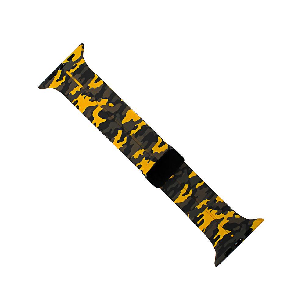 Apple watch 42/44/45/49mm. каишка силиконова камуфлаж жълто