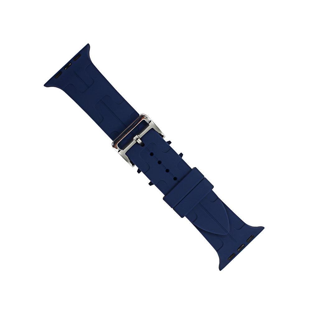 Apple watch 42/44/45/49mm. силиконова каишка с катарама синьо