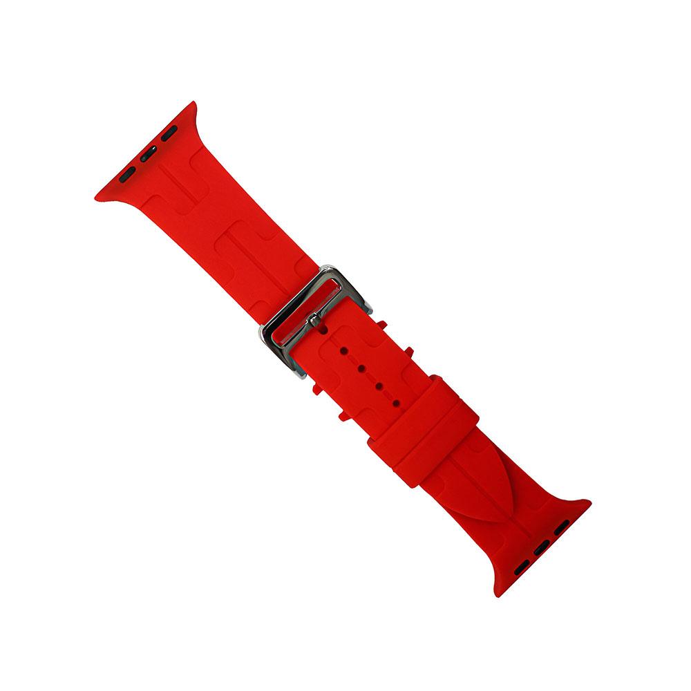 Apple watch 42/44/45/49mm. силиконова каишка с катарама червено