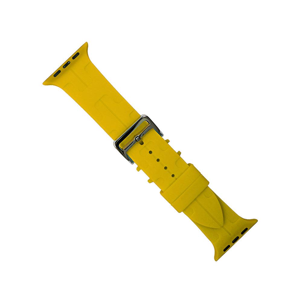 Apple watch 42/44/45/49mm. силиконова каишка с катарама жълто