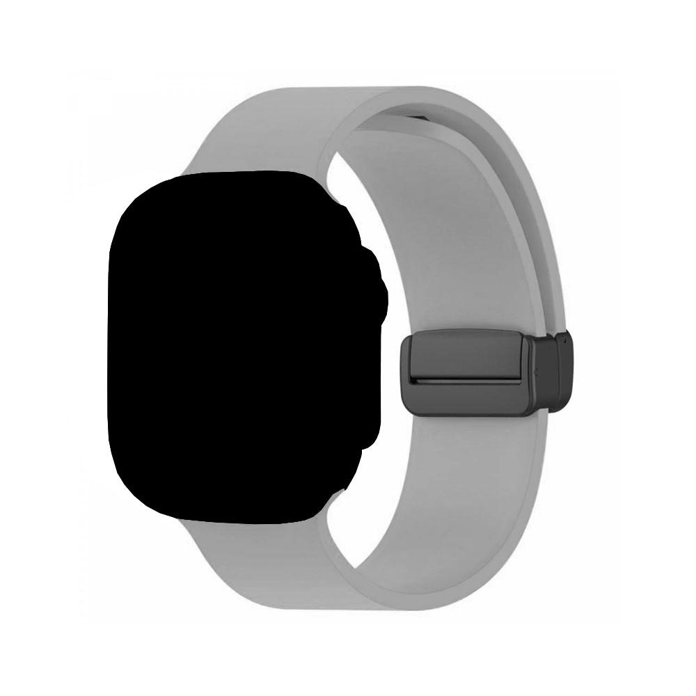 Apple watch 42/44/45/49mm. силиконова каишка с магнит сиво