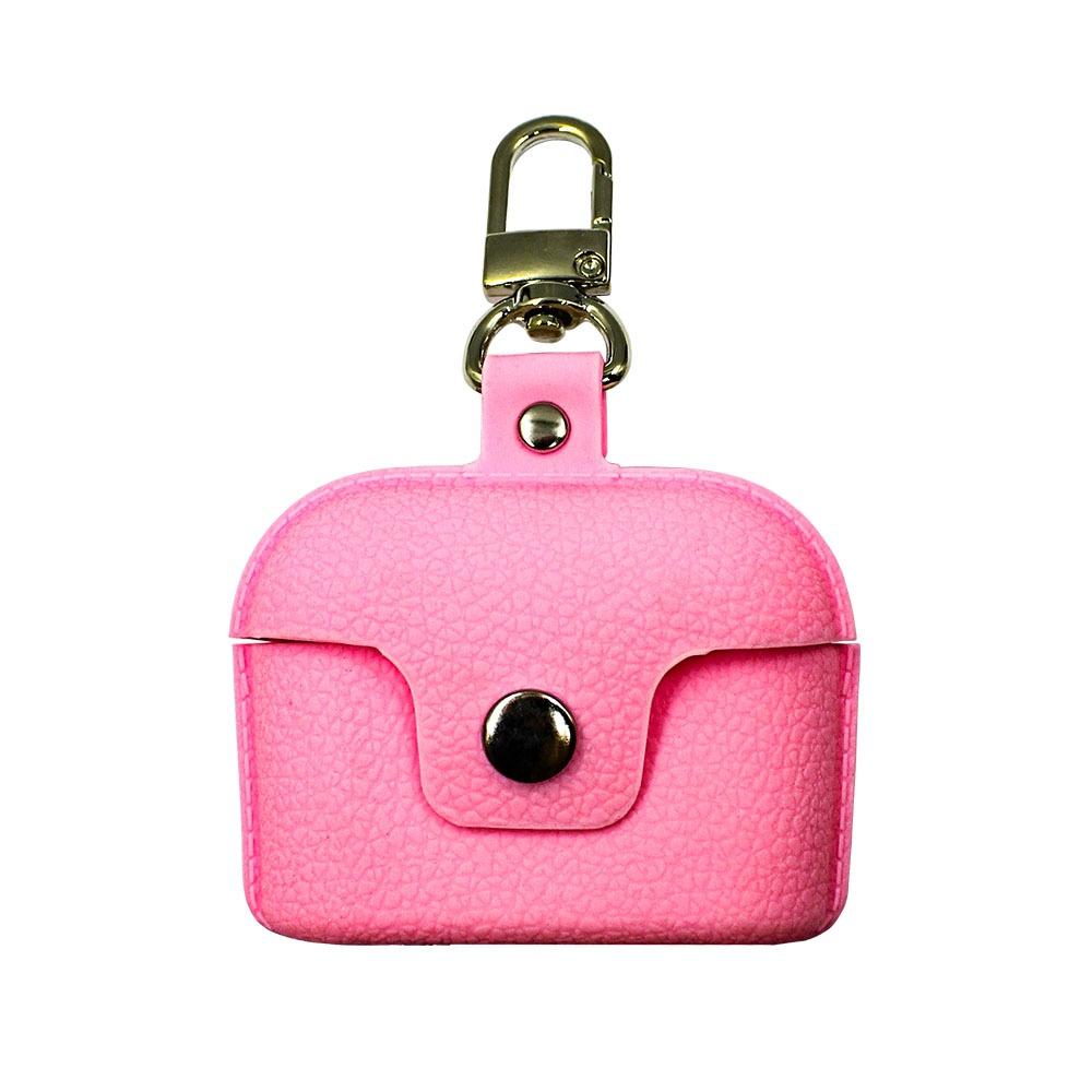 Калъф за Airpods 3 шагре с карабина розово