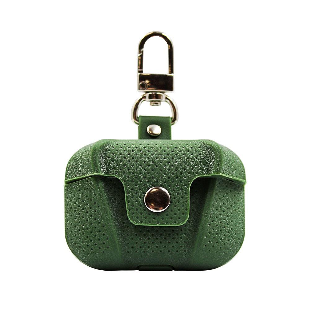 Калъф за Airpods Pro 2 крикет с карабина тъмно зелено
